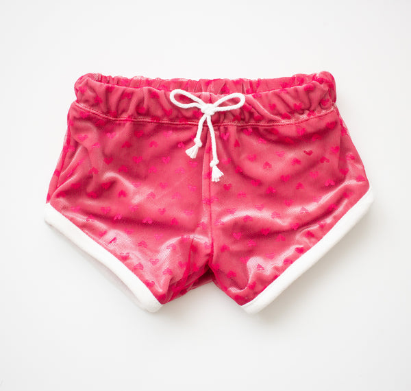 Hot Pink Heart Retro Shorts